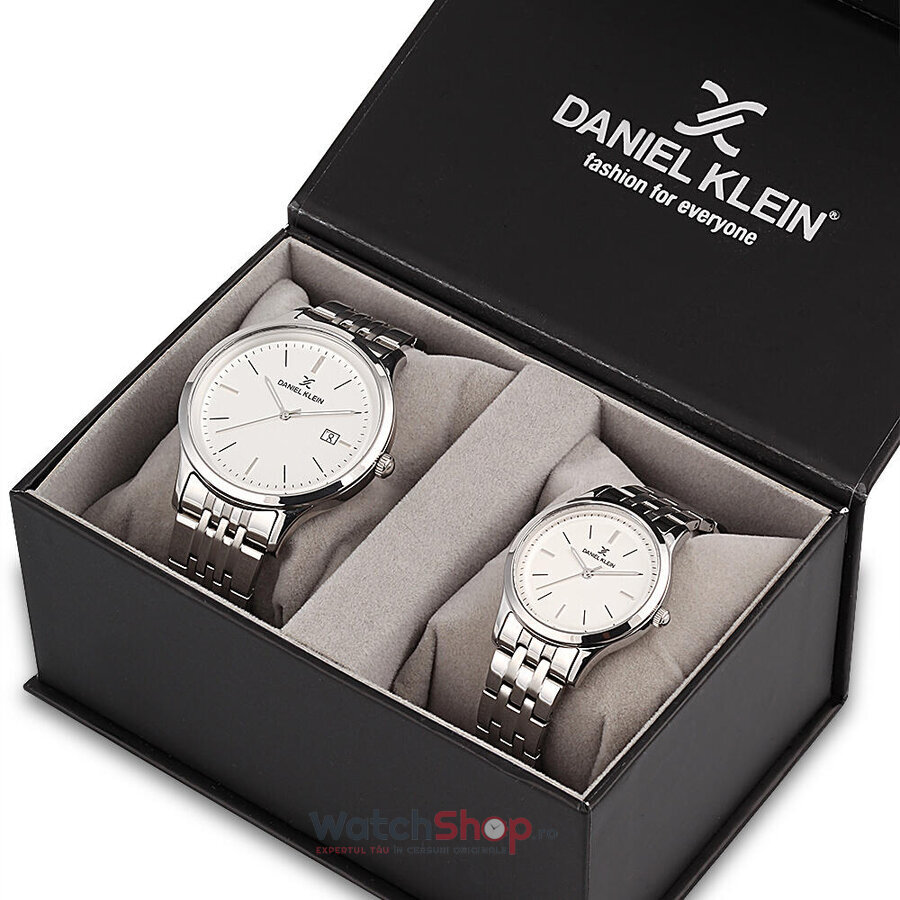 Ceas Barbatesc Fashion Daniel Klein Pair DK11789-1P Set Quartz Argintiu Rotund cu Comanda Online