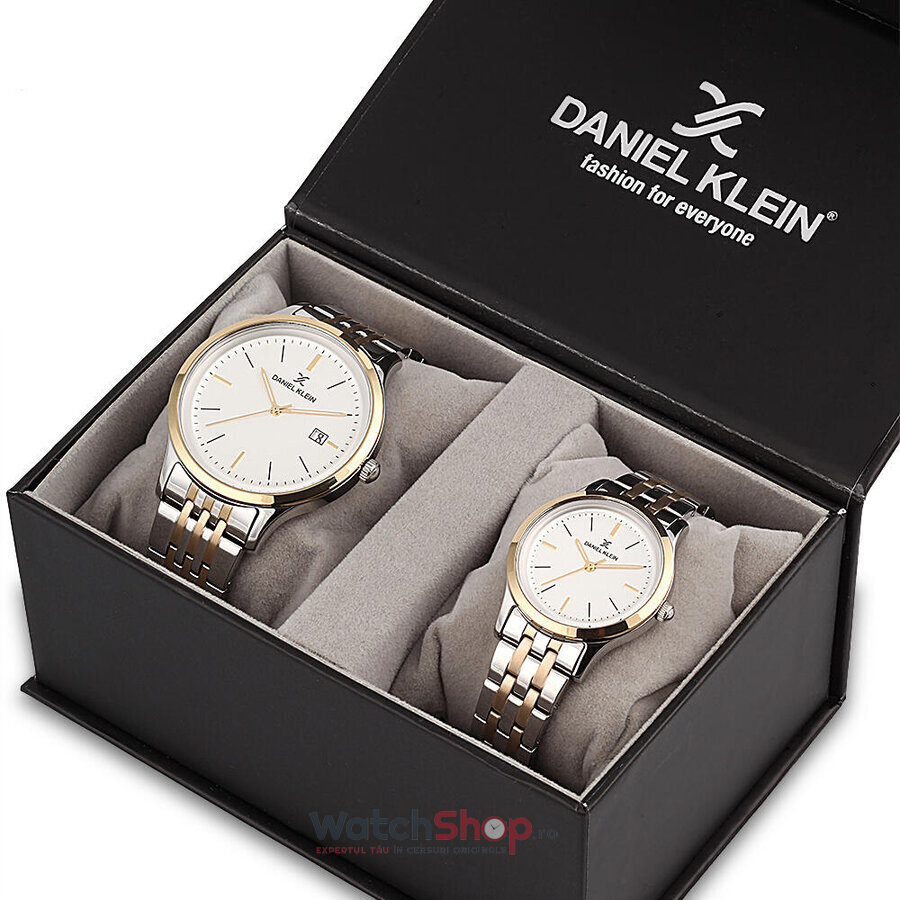 Ceas Barbatesc Fashion Daniel Klein Pair DK11789-6P Set Quartz Argintiu Rotund cu Comanda Online