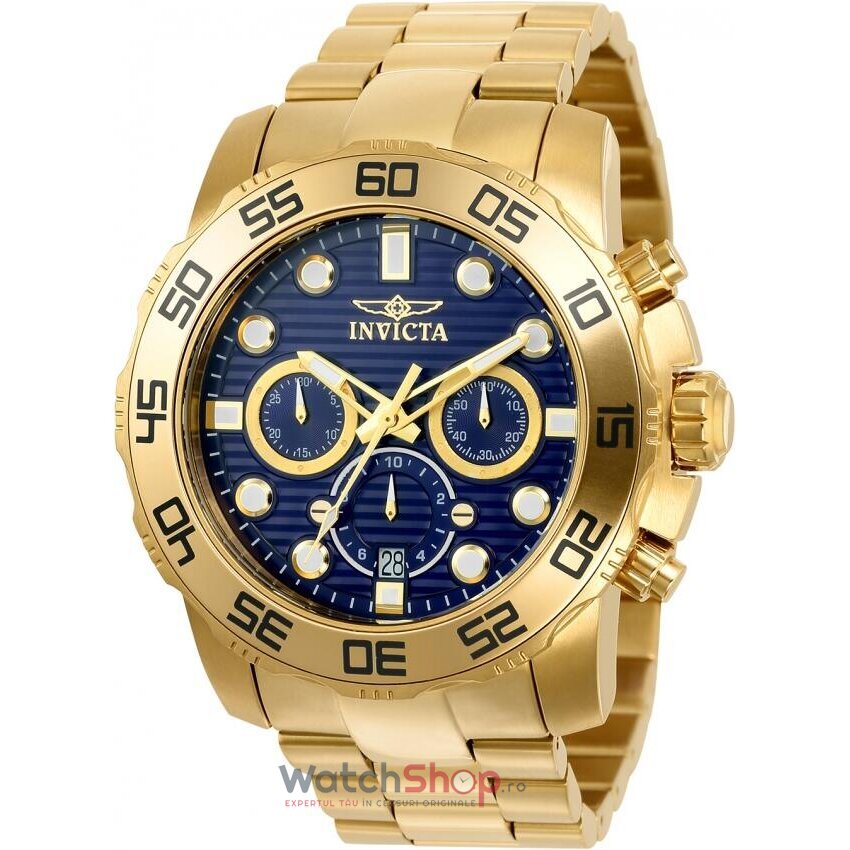 Ceas Barbatesc Fashion Invicta Pro Diver 22228 Cronograf Quartz Auriu Rotund cu Comanda Online