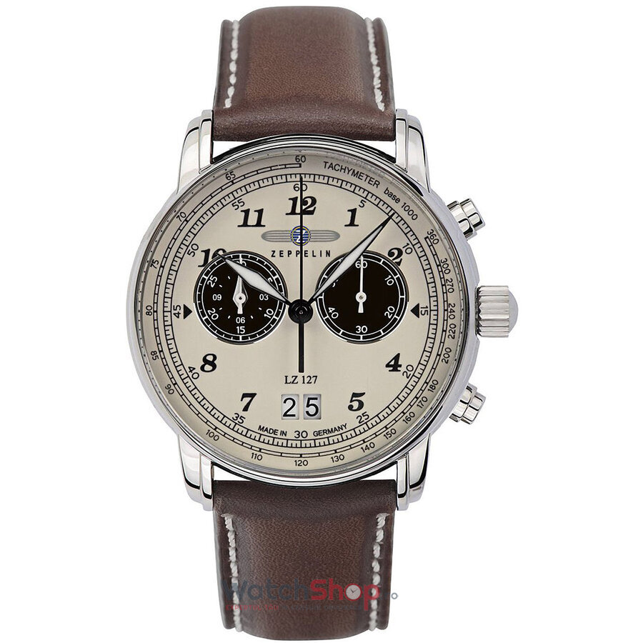 Ceas Barbatesc Fashion Zeppelin LZ127 8684-5 Cronograf Quartz Maro Rotund cu Comanda Online