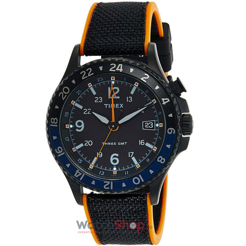Ceas Barbatesc Sport Timex ALLIED TW2R70600D7 GMT Quartz Negru Rotund cu Comanda Online