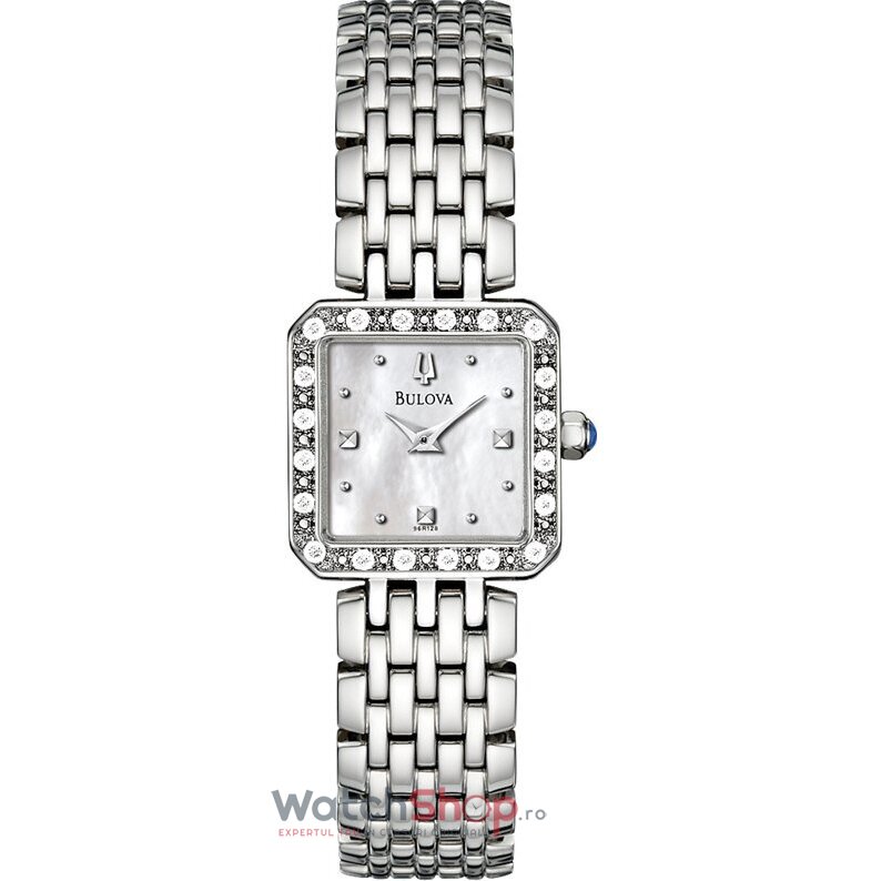 Ceas Dama Elegant Bulova DIAMOND 96R128 Quartz Argintiu Patrat cu Comanda Online
