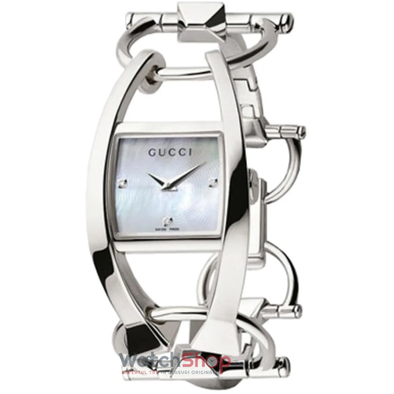 Ceas Dama Elegant Gucci CHIODO YA123502 Quartz Argintiu Eliptic cu Comanda Online