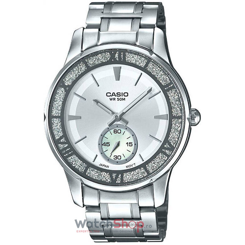 Ceas Dama Fashion Casio LTP-E135D-7AVDF Quartz Argintiu Rotund cu Comanda Online