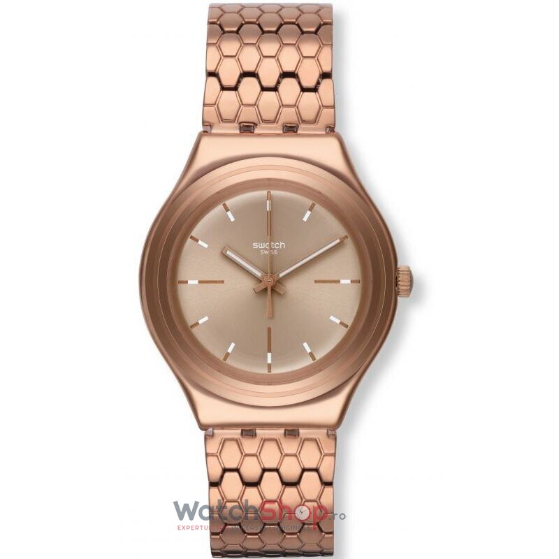 Ceas Dama Fashion Swatch IRONY YGG103G Bronzilla Quartz Aur roz Rotund cu Comanda Online