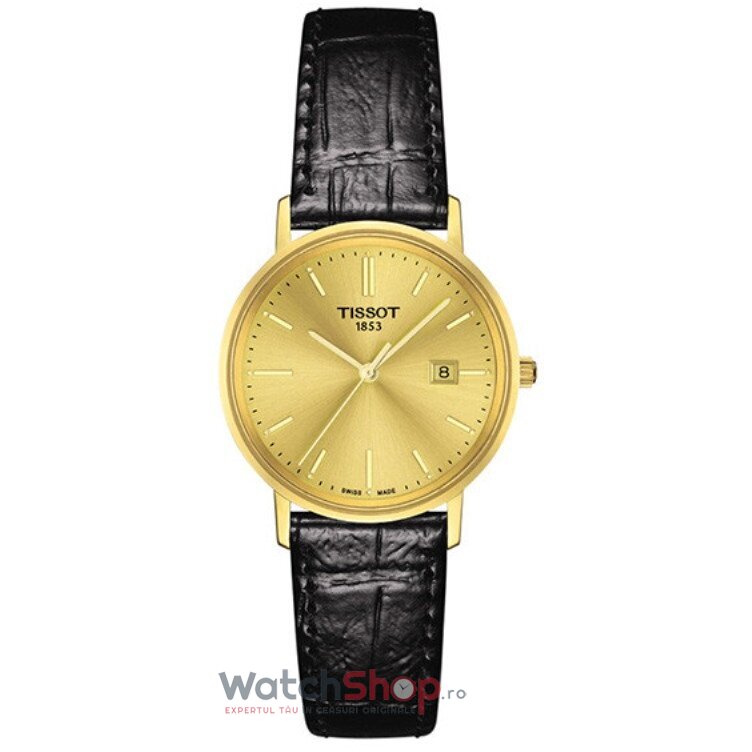 Ceas Dama Fashion Tissot T-GOLD T922.210.06.021.00 Goldrun 18k Gold Quartz Negru Rotund cu Comanda Online