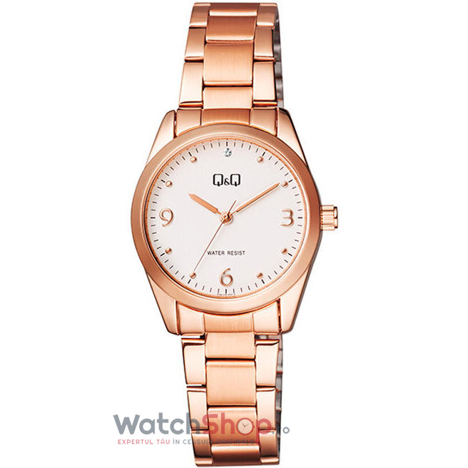 Ceas Elegant Dama Q&Q Business QB43J004Y Quartz Aur roz Rotund cu Comanda Online