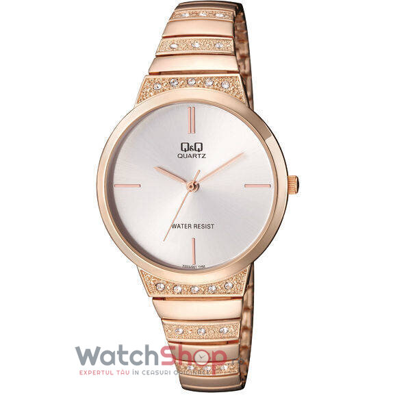 Ceas Elegant Dama Q&Q F553J001Y Quartz Aur roz Rotund cu Comanda Online