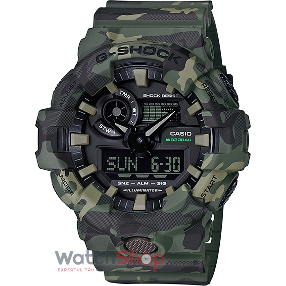 Ceas Sport Barbatesc Casio G-Shock GA-700CM-3A Quartz Verde Rotund cu Comanda Online